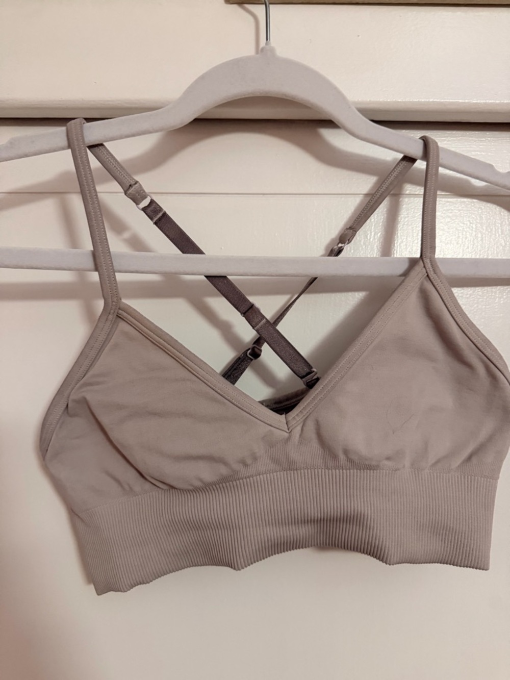 lululemon athletica Taupe Seamless Bralette with Cross-Back Straps